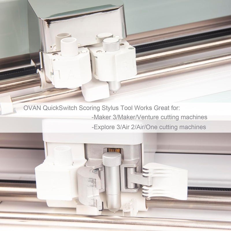 OVAN Engraving Tip + Scoring Tip + Fine Debossing Tip + QuickSwitch Housing for Cricut Maker 3/Maker/Venture/Explore 3/Air 2/Air, 3-in-1 Tool Set for Cricut Engrave/Score/Deboss Designs on Materials - Image 5